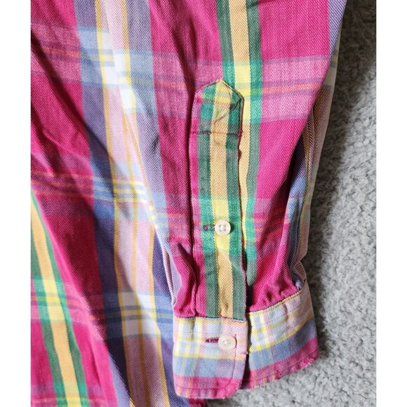 Ralph Lauren Pink Plaid Long Sleeve Button Down Shirt Size Medium 100% Cotton - Picture 6 of 15